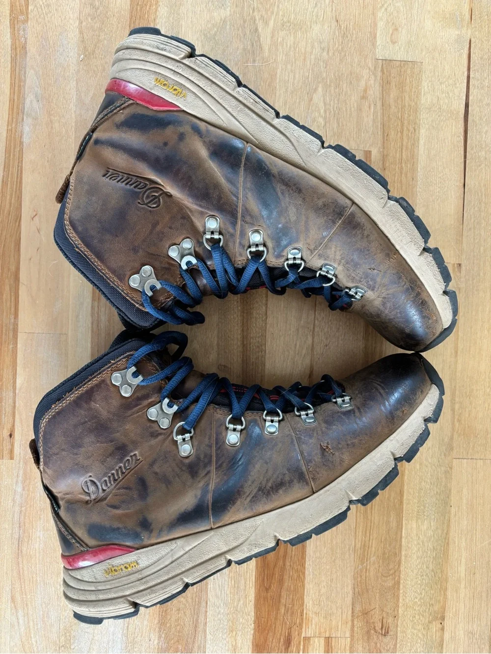Danner Brown Leather Hiking Boots with Blue Laces